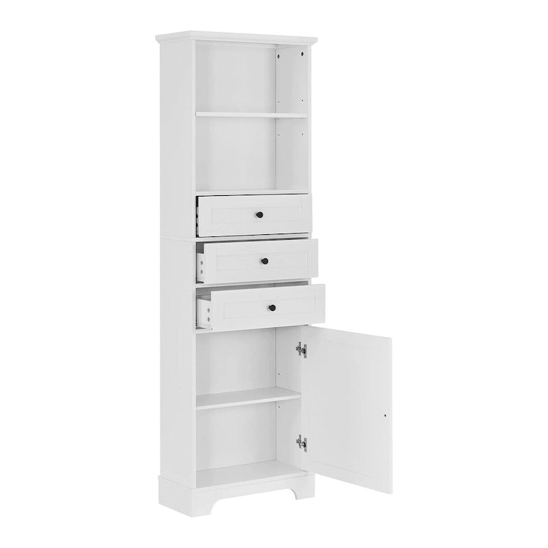 Meuble haut de salle de bain autoportant moderne et minimaliste – 3 tiroirs, étagères réglables et armoire fermée