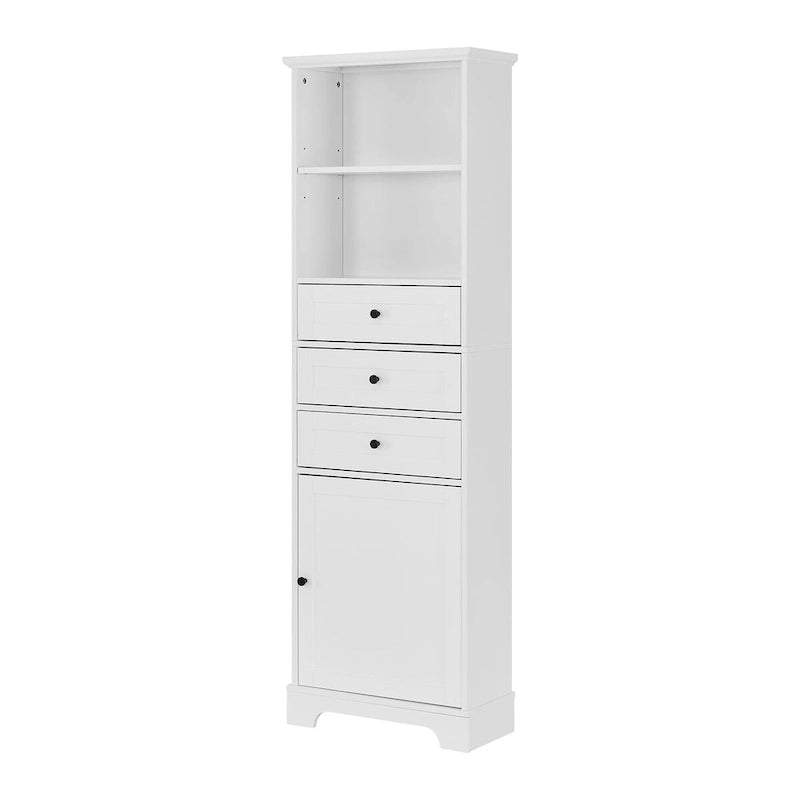 Meuble haut de salle de bain autoportant moderne et minimaliste – 3 tiroirs, étagères réglables et armoire fermée