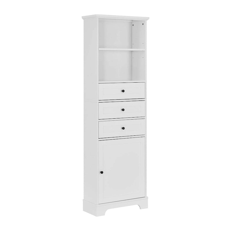 Meuble haut de salle de bain autoportant moderne et minimaliste – 3 tiroirs, étagères réglables et armoire fermée