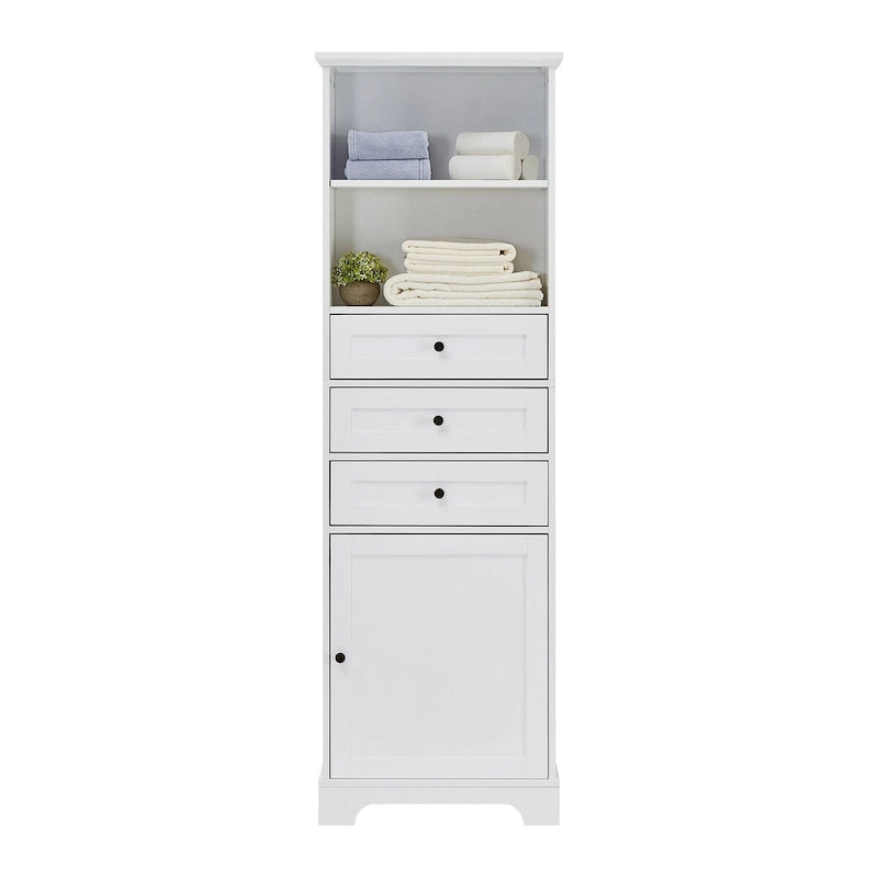Meuble haut de salle de bain autoportant moderne et minimaliste – 3 tiroirs, étagères réglables et armoire fermée