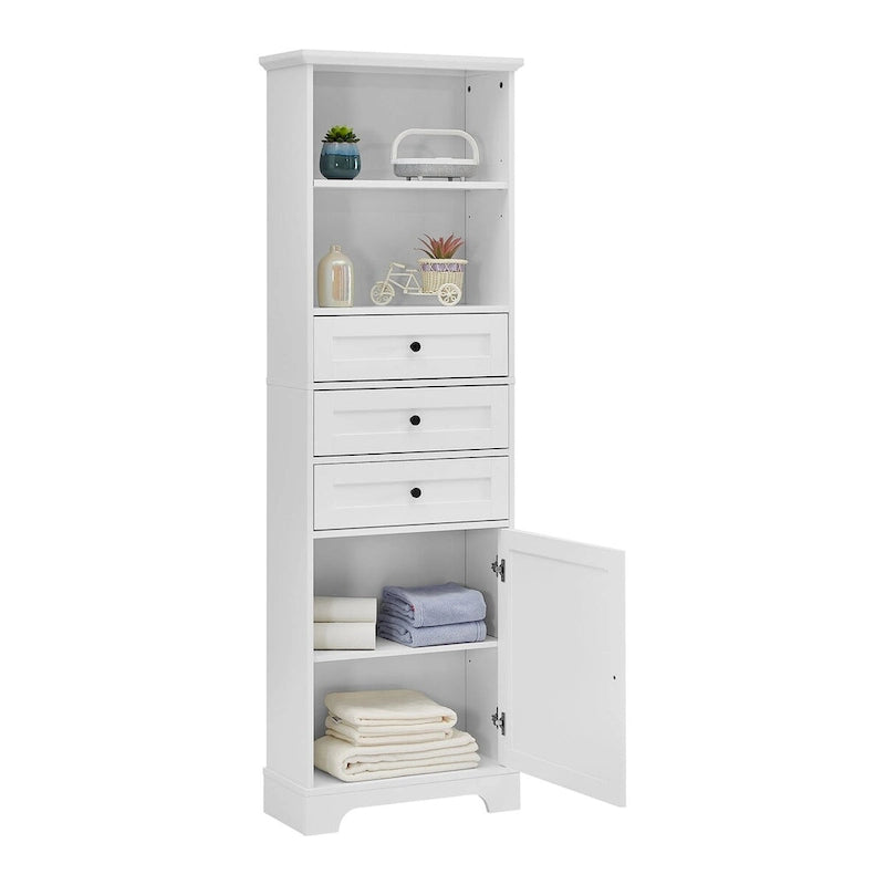 Meuble haut de salle de bain autoportant moderne et minimaliste – 3 tiroirs, étagères réglables et armoire fermée