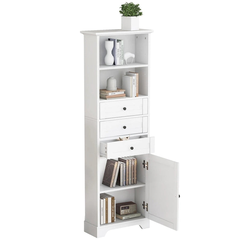 Meuble haut de salle de bain autoportant moderne et minimaliste – 3 tiroirs, étagères réglables et armoire fermée