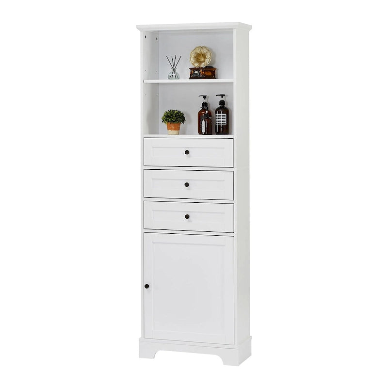 Meuble haut de salle de bain autoportant moderne et minimaliste – 3 tiroirs, étagères réglables et armoire fermée