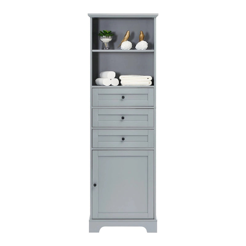Meuble haut de salle de bain autoportant moderne et minimaliste – 3 tiroirs, étagères réglables et armoire fermée