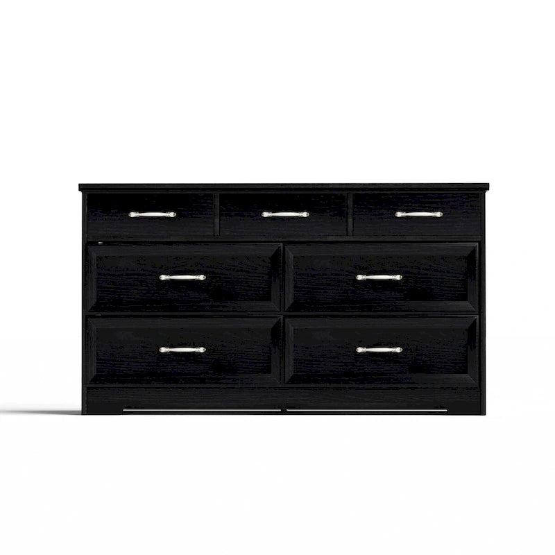 Commode moderne à 7 tiroirs – Panneaux de particules hydrofuges avec tiroirs à rails métalliques et dispositif anti-basculement