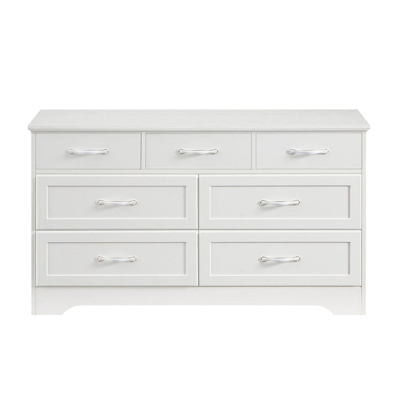 Commode moderne à 7 tiroirs – Panneaux de particules hydrofuges avec tiroirs à rails métalliques et dispositif anti-basculement